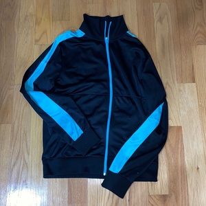 H&M Black zip up jacket with teal stripe